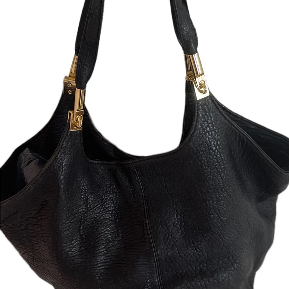 ELIZABETH &JAMES VINTAGE BLACK LEATHER HANDBAG.  EXCELLENT CONDITION,